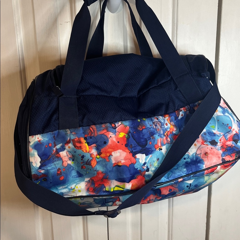 Adidas duffle gym bag navy blue women’s watercolor colorful sports luggage - Picture 7 of 7
